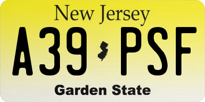 NJ license plate A39PSF
