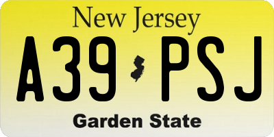 NJ license plate A39PSJ