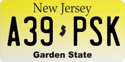 NJ license plate A39PSK