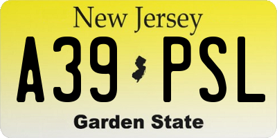 NJ license plate A39PSL