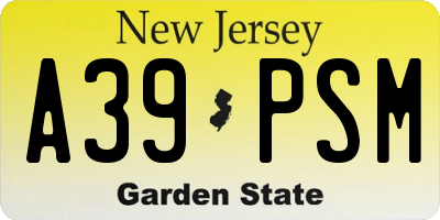 NJ license plate A39PSM