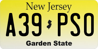 NJ license plate A39PSO