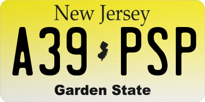 NJ license plate A39PSP