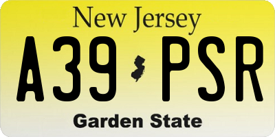 NJ license plate A39PSR