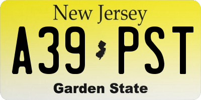NJ license plate A39PST