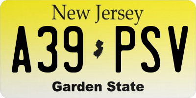 NJ license plate A39PSV