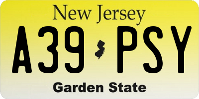 NJ license plate A39PSY