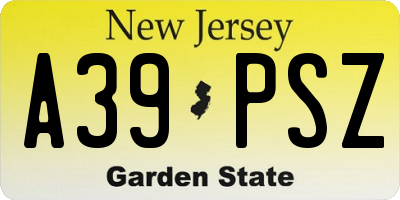 NJ license plate A39PSZ