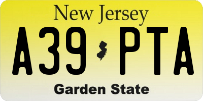 NJ license plate A39PTA