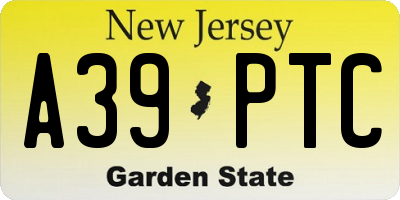 NJ license plate A39PTC