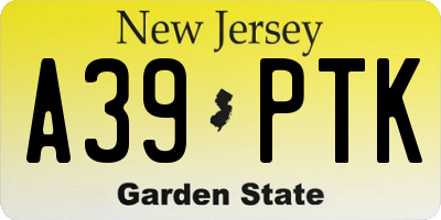 NJ license plate A39PTK