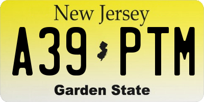 NJ license plate A39PTM