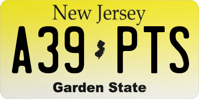 NJ license plate A39PTS
