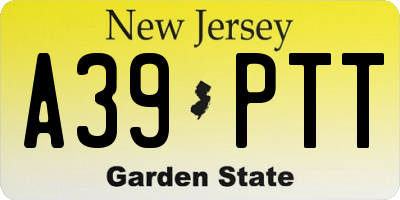 NJ license plate A39PTT