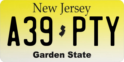 NJ license plate A39PTY