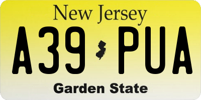 NJ license plate A39PUA