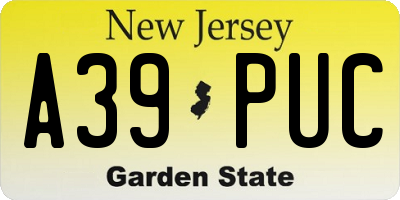 NJ license plate A39PUC