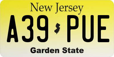 NJ license plate A39PUE