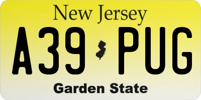 NJ license plate A39PUG