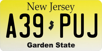 NJ license plate A39PUJ