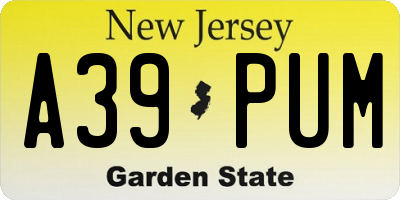NJ license plate A39PUM