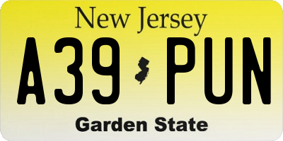NJ license plate A39PUN