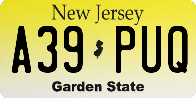 NJ license plate A39PUQ