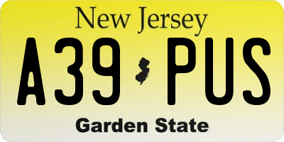 NJ license plate A39PUS