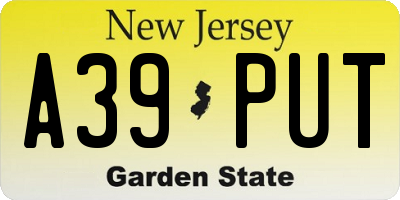 NJ license plate A39PUT