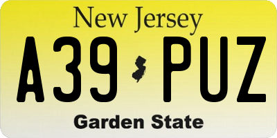 NJ license plate A39PUZ