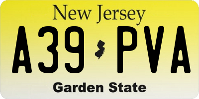NJ license plate A39PVA