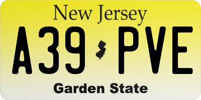 NJ license plate A39PVE