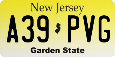 NJ license plate A39PVG