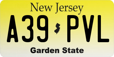 NJ license plate A39PVL