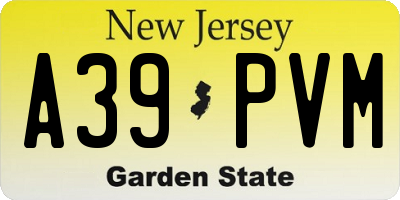 NJ license plate A39PVM