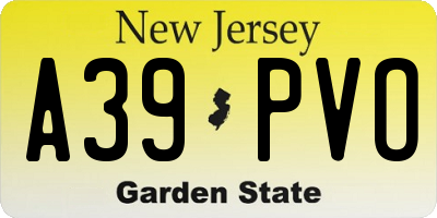 NJ license plate A39PVO