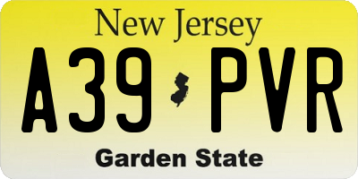 NJ license plate A39PVR