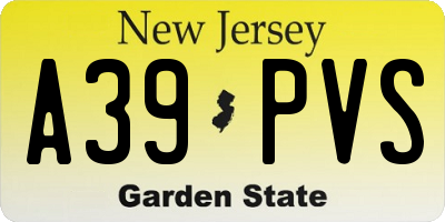 NJ license plate A39PVS