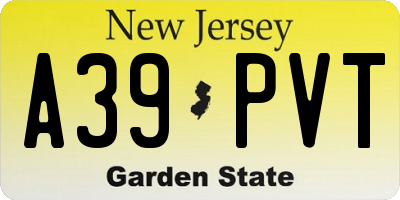 NJ license plate A39PVT