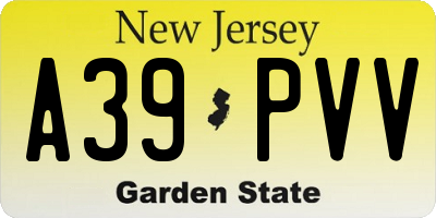 NJ license plate A39PVV