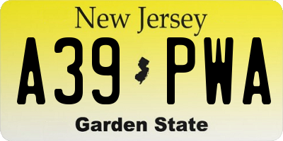 NJ license plate A39PWA