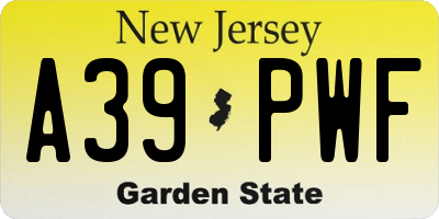 NJ license plate A39PWF