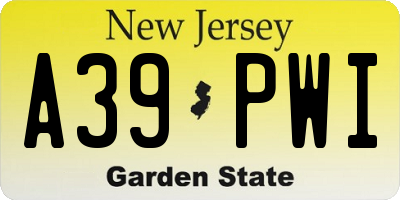 NJ license plate A39PWI