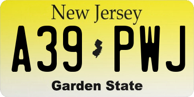 NJ license plate A39PWJ