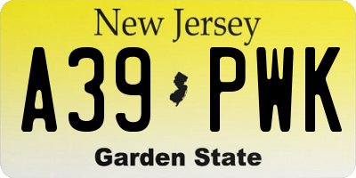 NJ license plate A39PWK