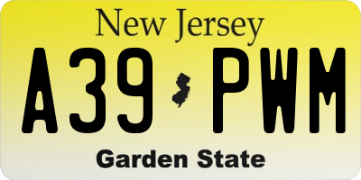 NJ license plate A39PWM