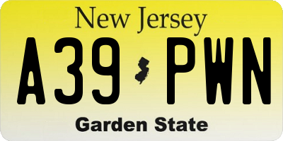 NJ license plate A39PWN