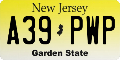 NJ license plate A39PWP