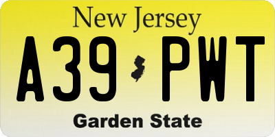 NJ license plate A39PWT