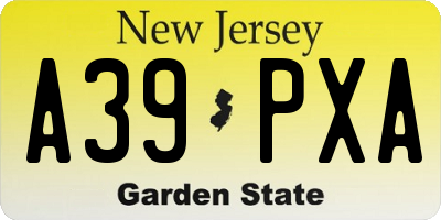 NJ license plate A39PXA